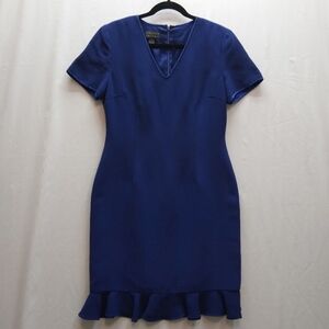 Vintage Spenser Jeremy Royal Blue Ruffle Hem Mini Dress Hourglass Design Sz 10